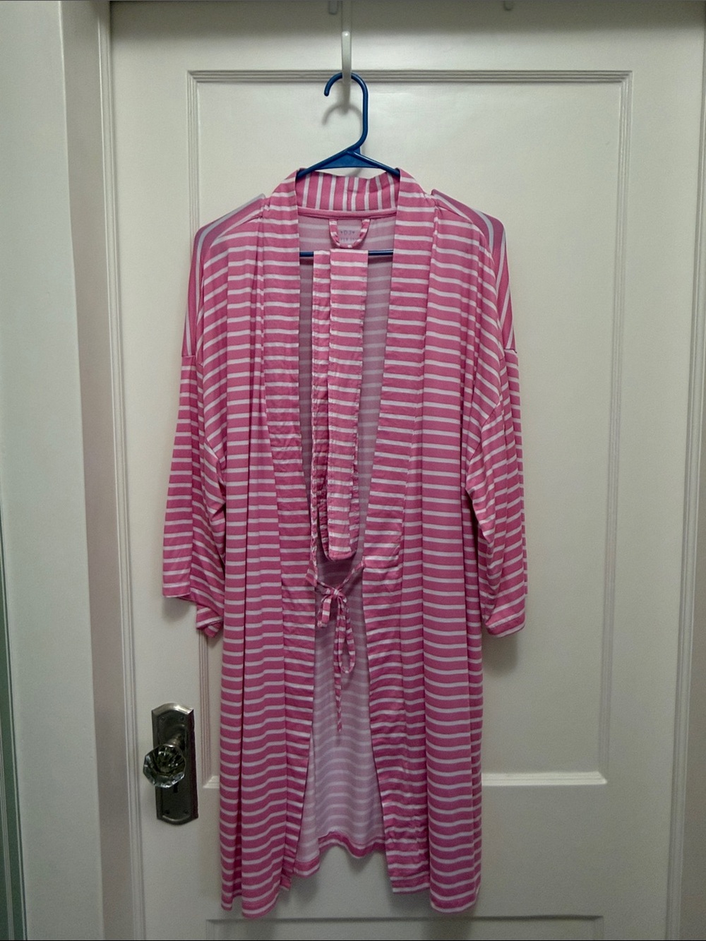 Pink & White Striped Lightweight Duster Cardigan